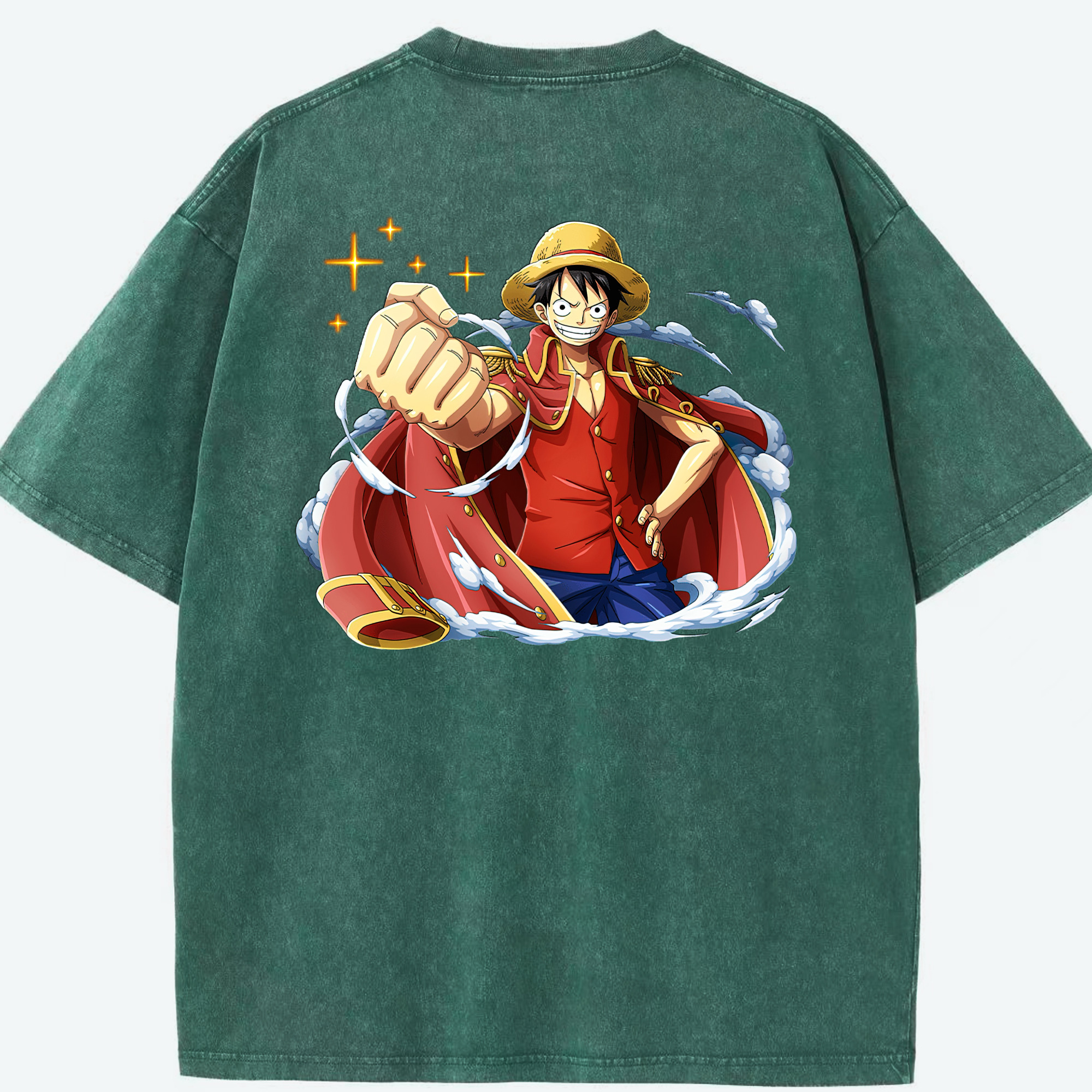 ワンピース モンキー・D・ルフィ ONE PIECE Monkey D. Luffy 綿100% ヴィンテージ風 半袖Tシャツ（背面プリント）